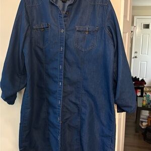 Casual Blue Denim Shirt Dress